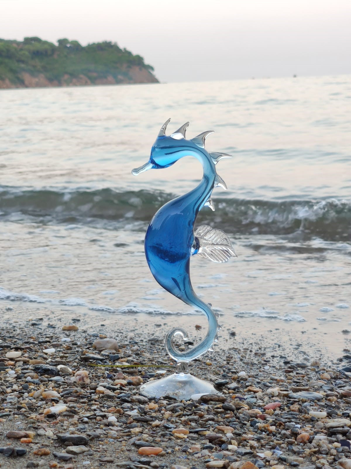 Quem Handmade Glass Seahorse Figurine, Home and Office Figurine Decor, Animal Glass Art.