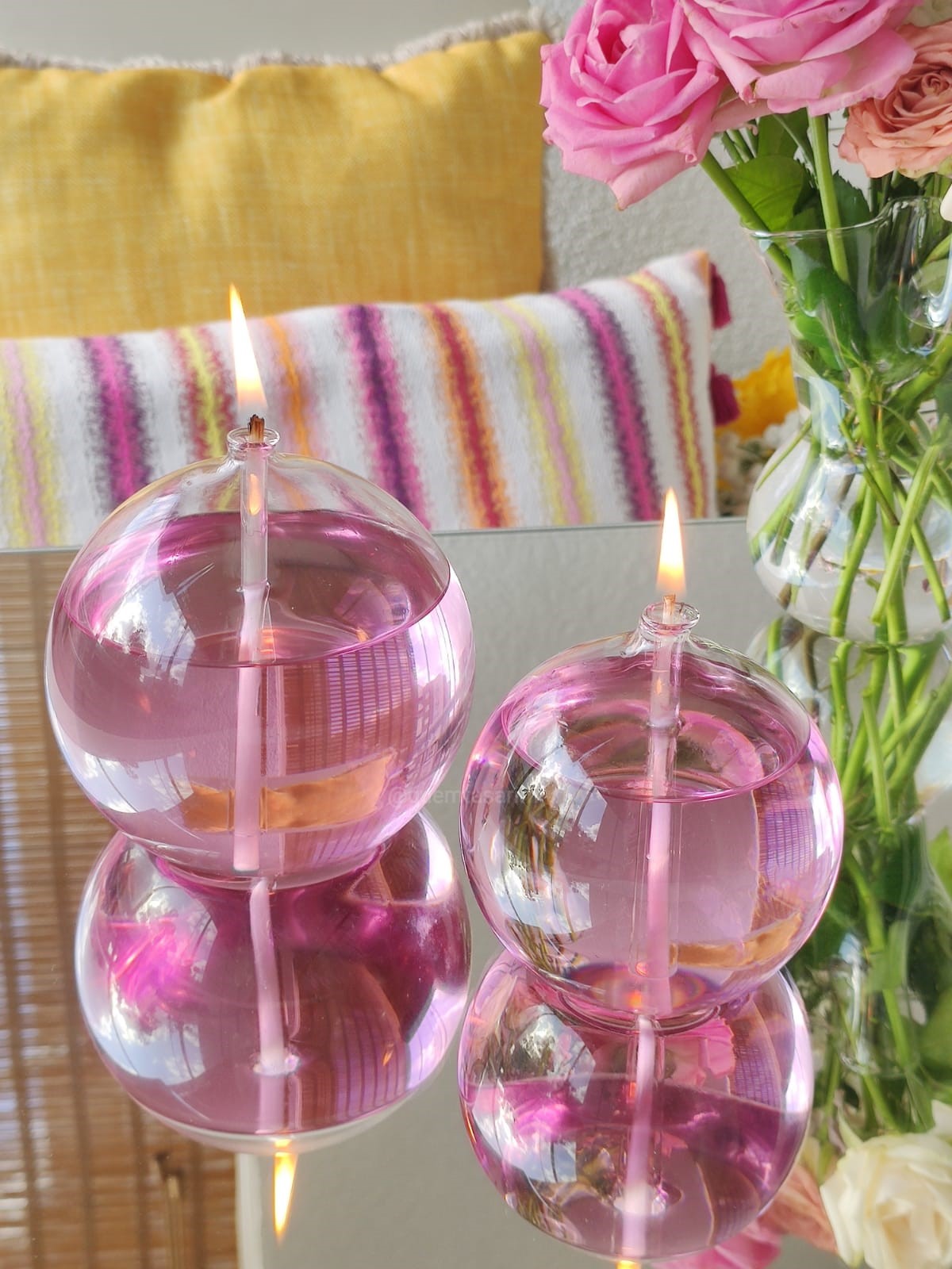 Quem Clear Handmade Big Balloon Glass Oil Candle, Home and Office