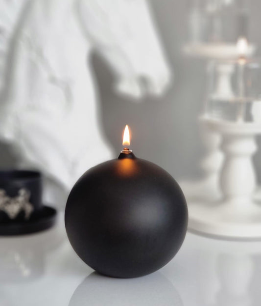 Quem Handmade Black Balloon Glass Oil Candles with Glass Wicks, Contemporary Home and Office Decor Lamp.