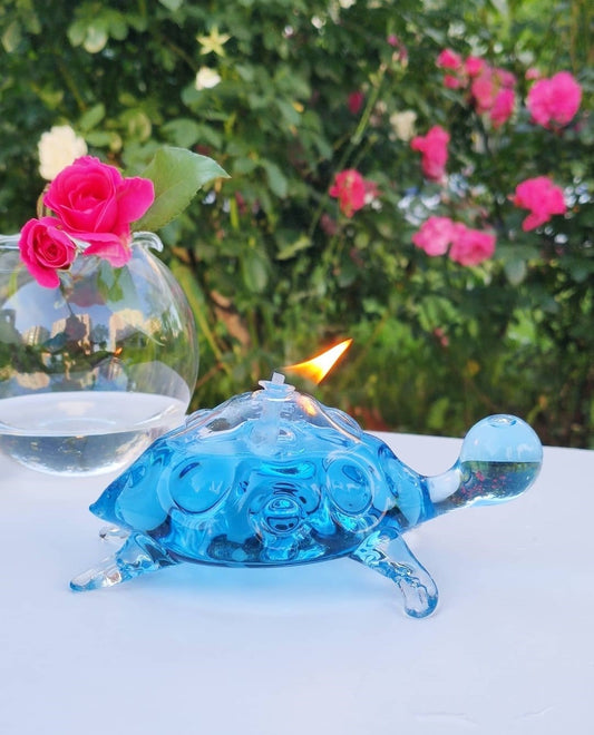 Quem Handmade Caretta Glass Candle, Modern Home Decor, Clear Loggerhead Sea Turtle Candle Holder