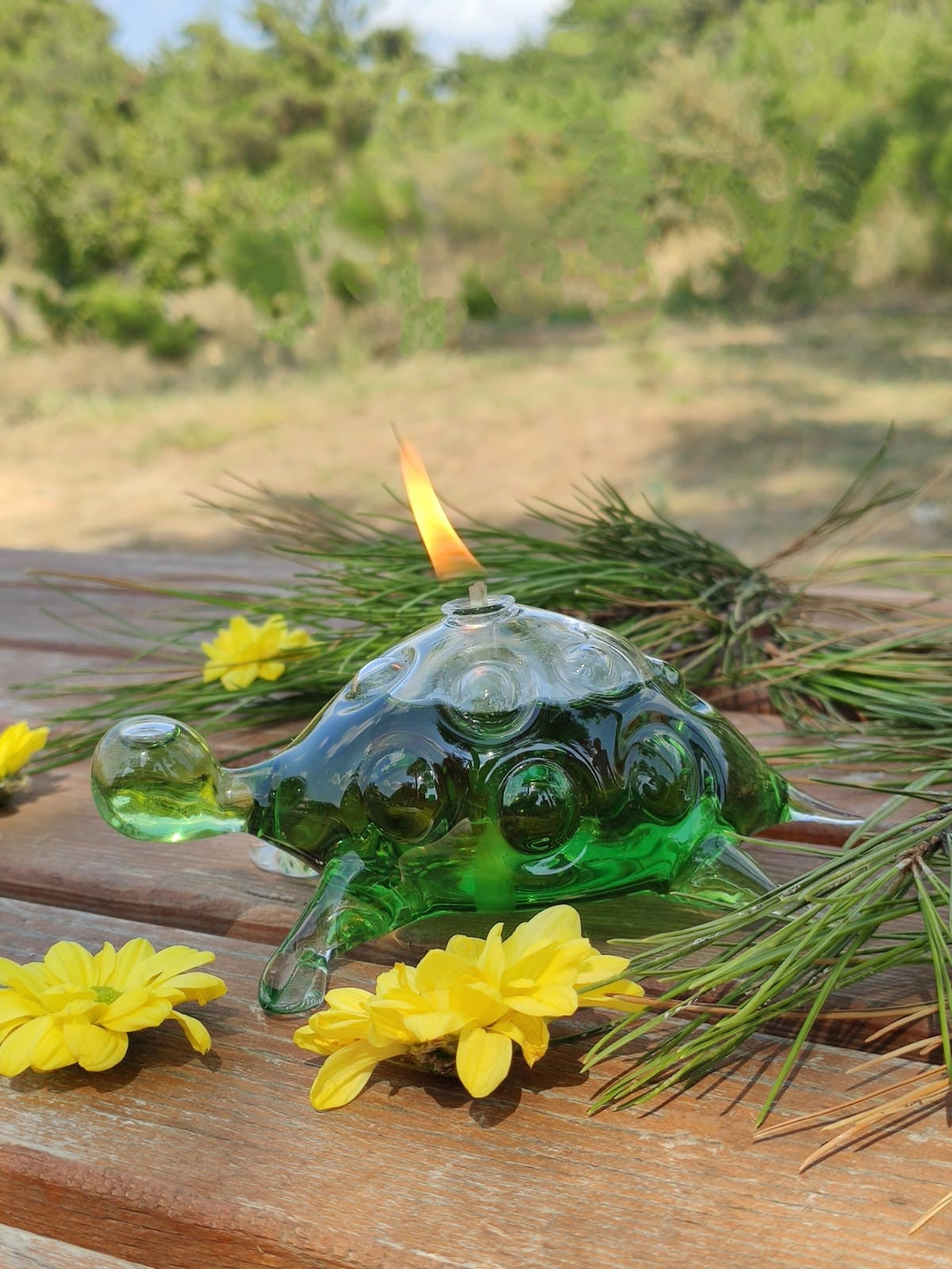 Quem Handmade Caretta Glass Candle, Modern Home Decor, Clear Loggerhead Sea Turtle Candle Holder