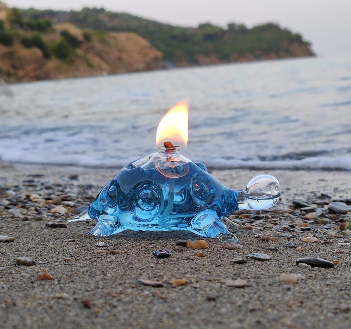 Quem Handmade Caretta Glass Candle, Modern Home Decor, Clear Loggerhead Sea Turtle Candle Holder