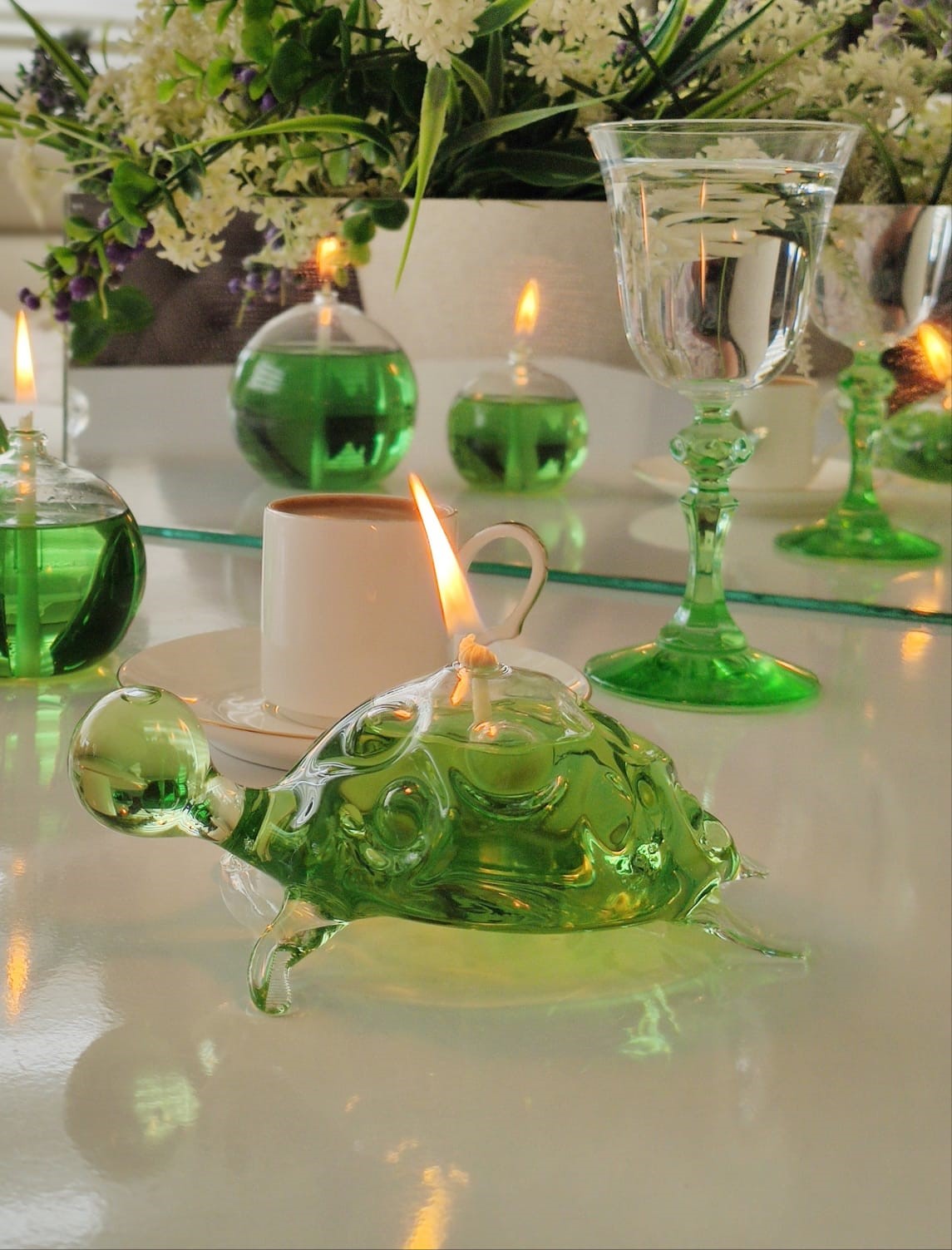 Quem Handmade Caretta Glass Candle, Modern Home Decor, Clear Loggerhead Sea Turtle Candle Holder