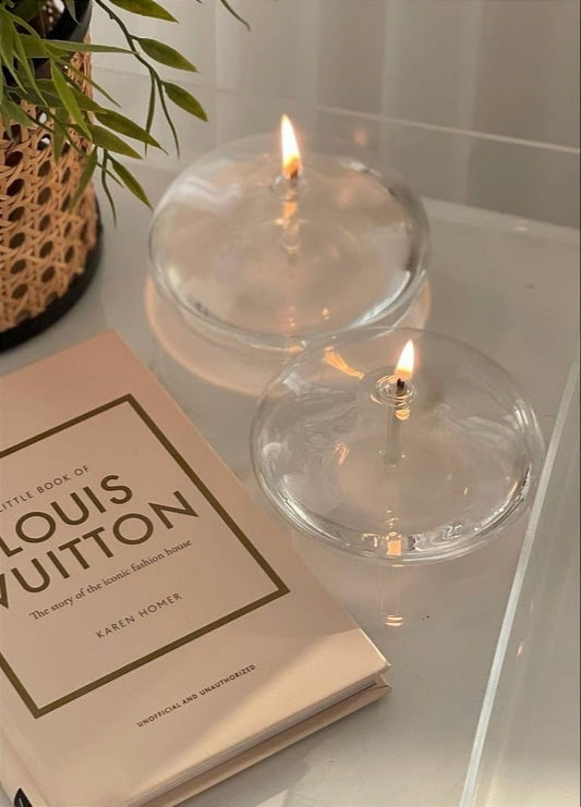 Quem Clear Handmade Glass Rain Drop-Shaped Candle, Modern Home Decor, Table Decoration Lamp  Set of 2