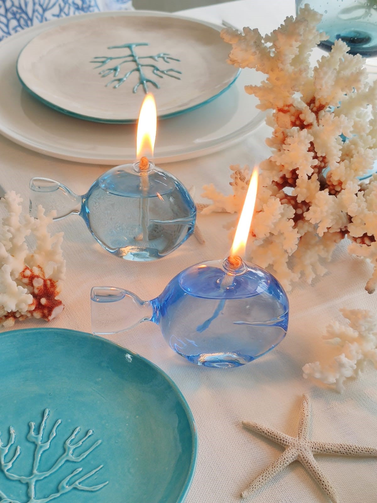 Quem Handmade Clear Goldfish Glass Oil Candles. Modern Home Decoration Candle Set of 2