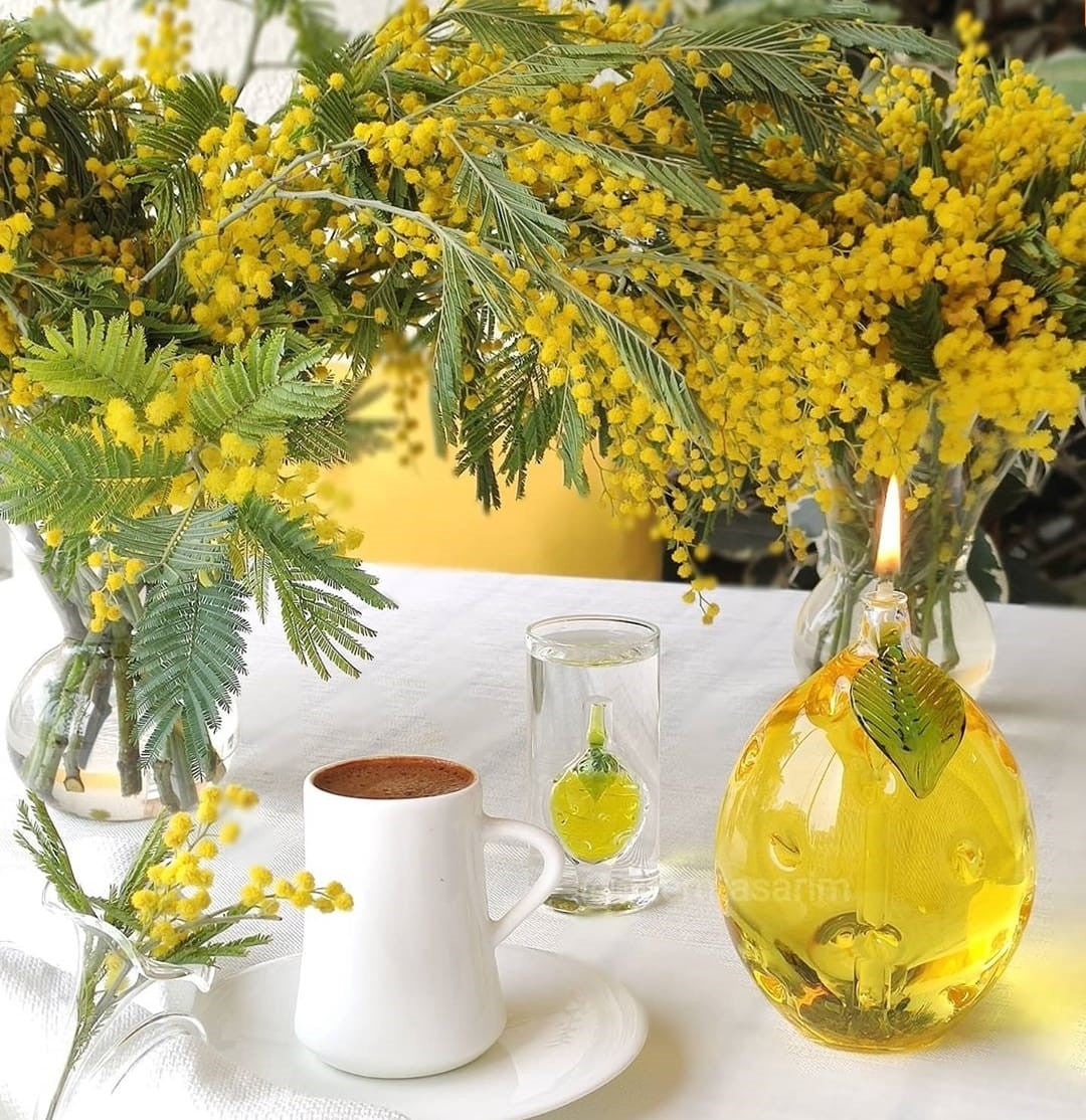 Quem Handmade Lemon Glass Oil Candle with Glass Wick. Modern Home Decor.