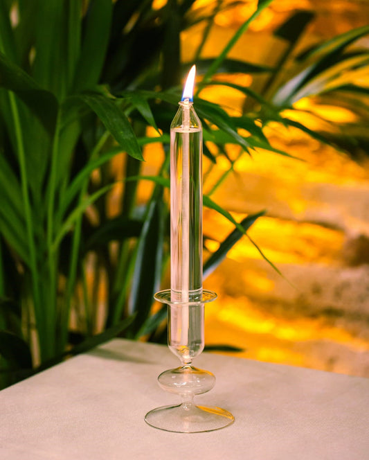 Quem Handmade Glass Lone Oil Candle Stick, Modern Home Oil Lamp, Great for Table Decoration.