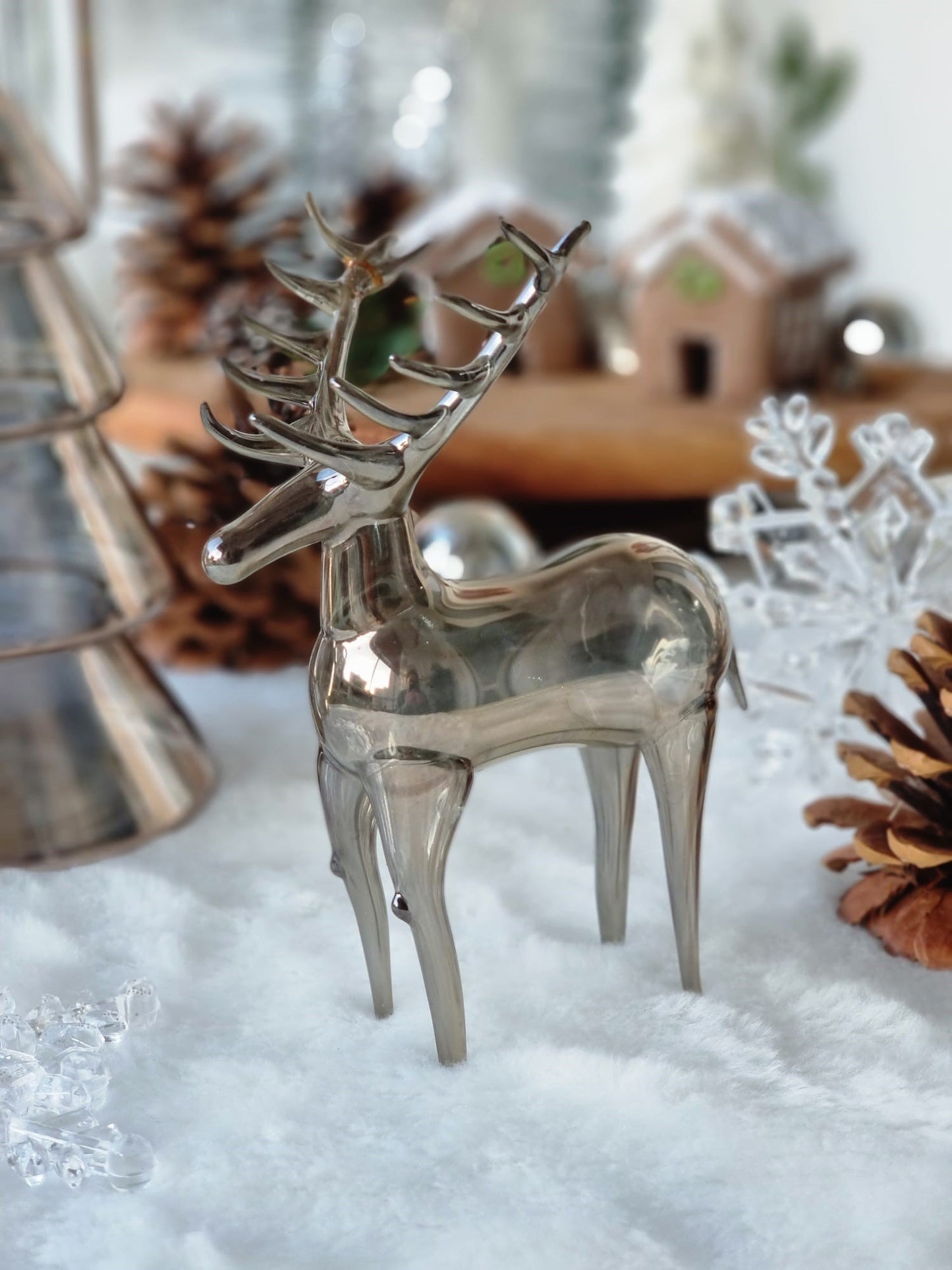 Quem Handmade Silver Glass Tibetan Red Deer Figurine.