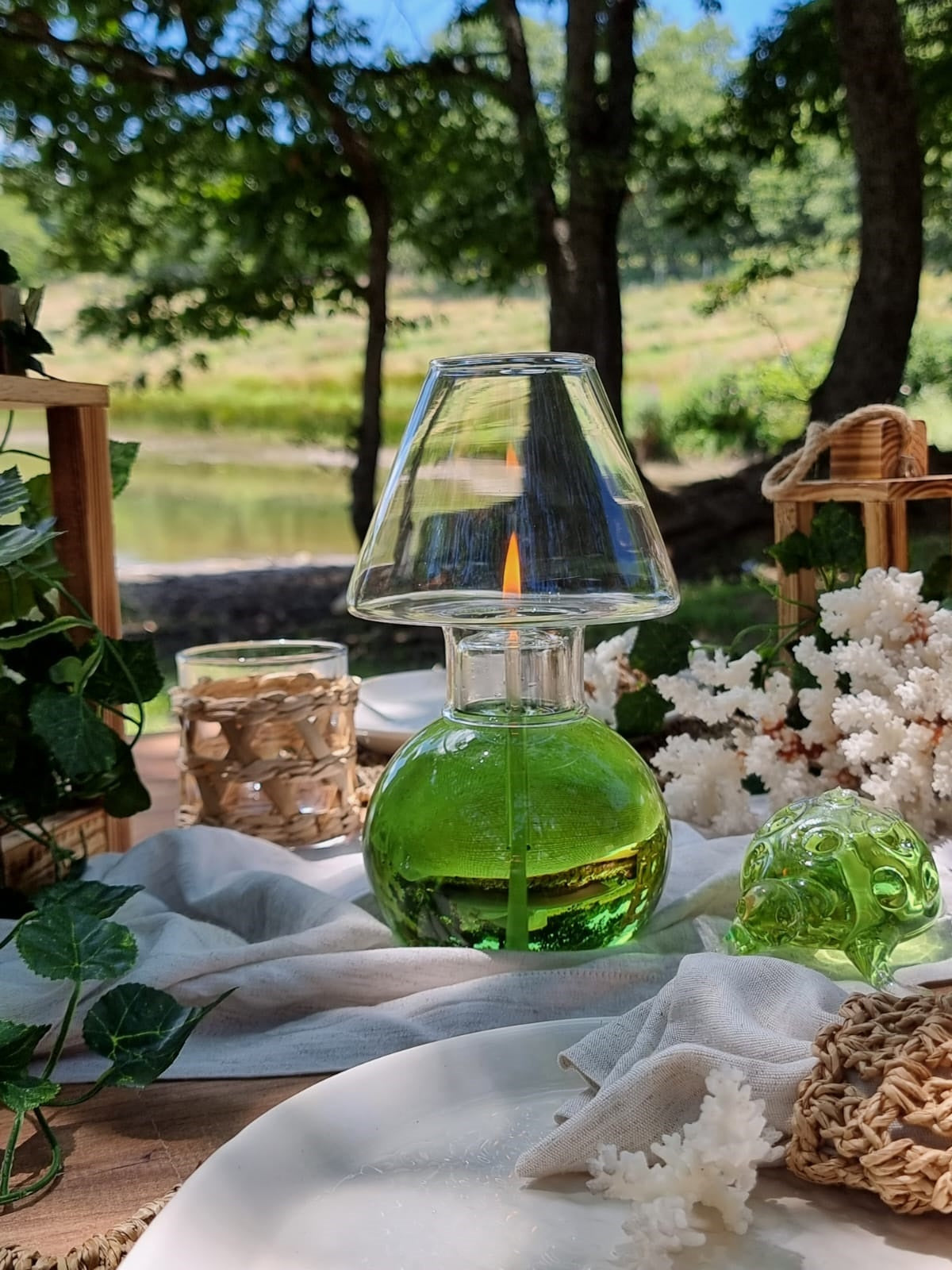 Quem Handmade Glass Lampshade Oil Candles. Outdoor and Indoor, Modern Glass Decor for Home and Office.
