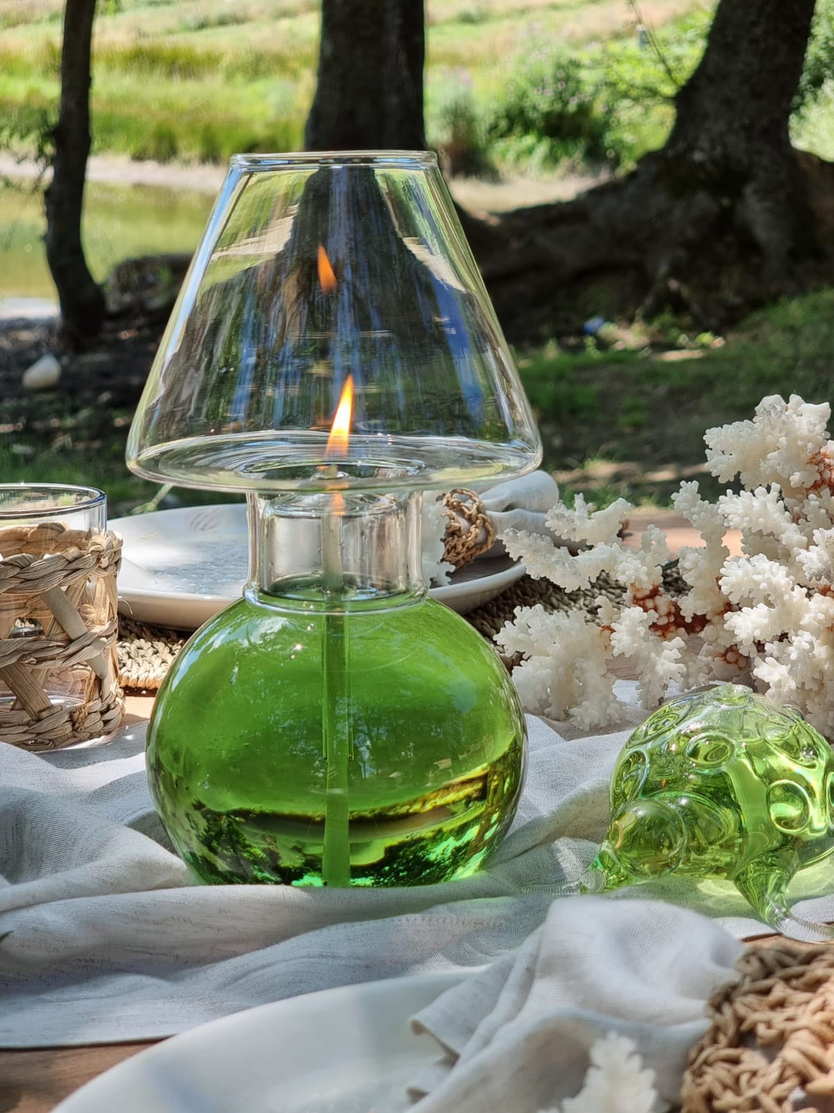 Quem Handmade Glass Lampshade Oil Candles. Outdoor and Indoor, Modern Glass Decor for Home and Office.