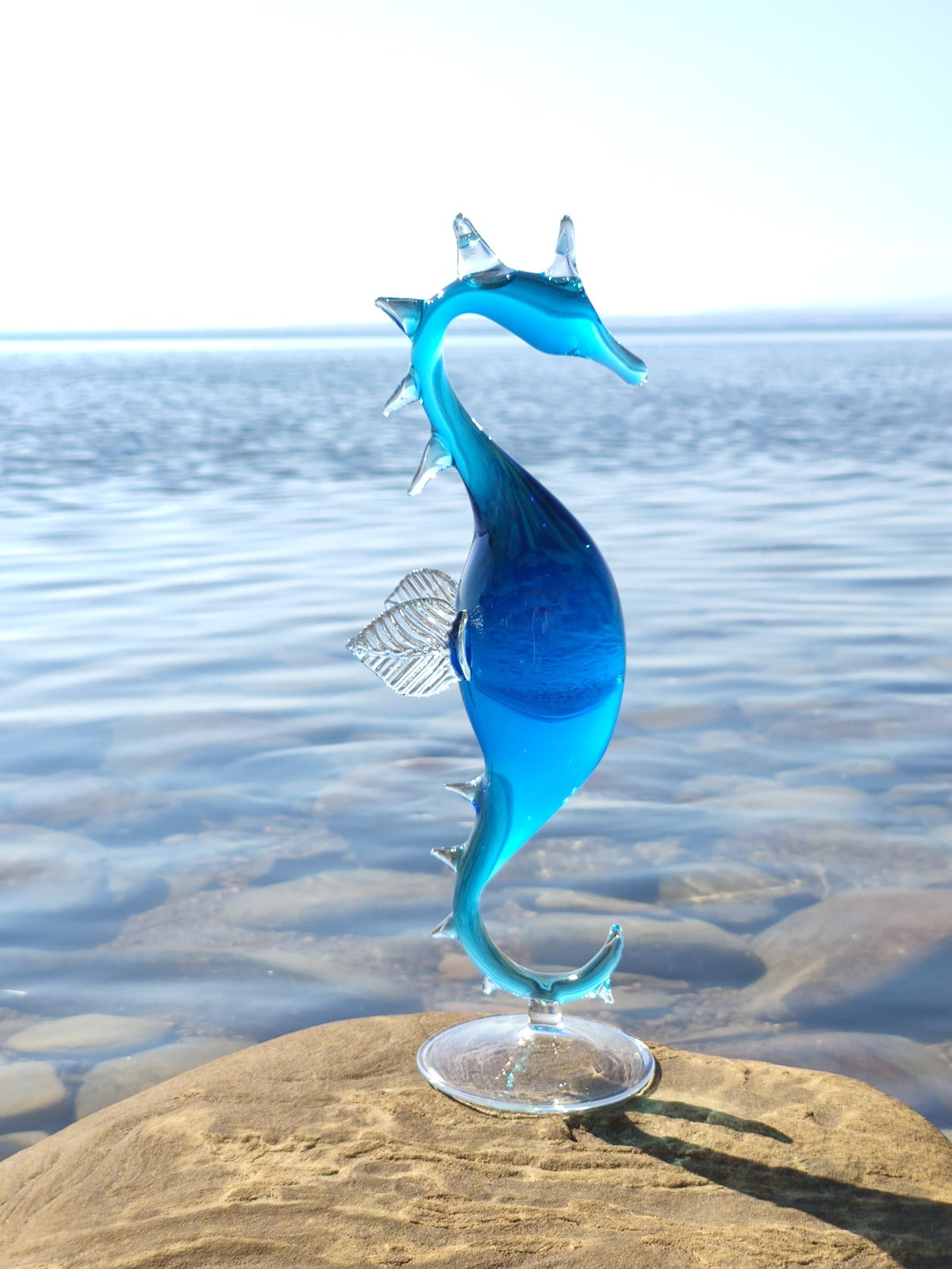 Quem Handmade Glass Seahorse Figurine, Home and Office Figurine Decor, Animal Glass Art.