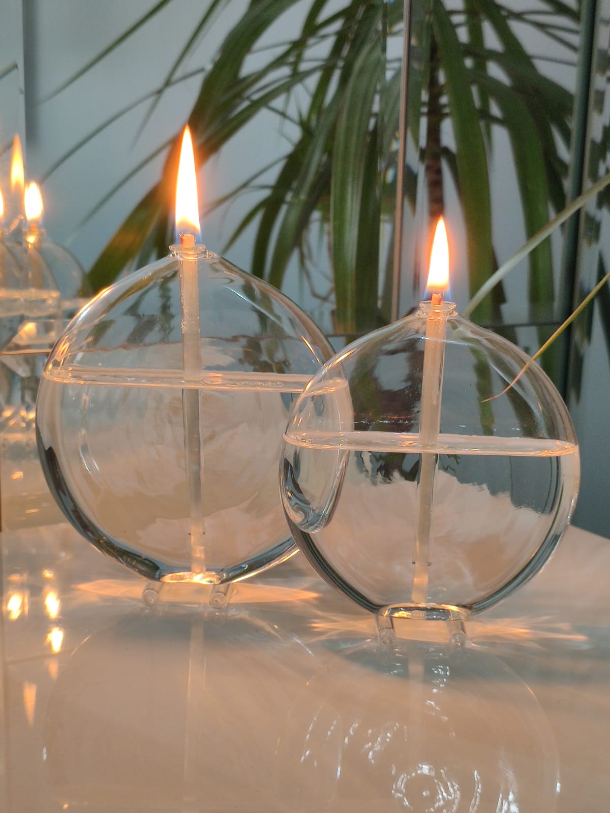 Quem Infinity Series Glass Oil Candles, Modern Home and Office Decor. Table Decoration Lamp Set of 2